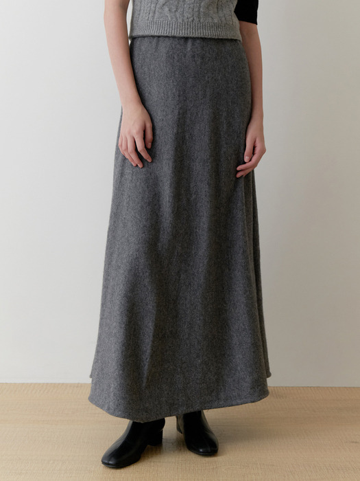 Ooze knit flare skirt (gray)