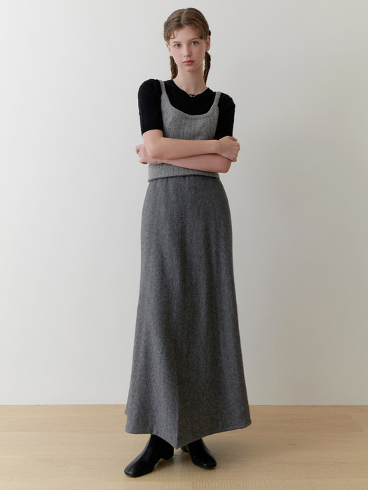 Ooze knit flare skirt (gray)