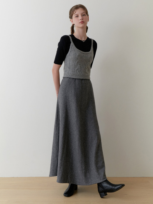 Ooze knit flare skirt (gray)