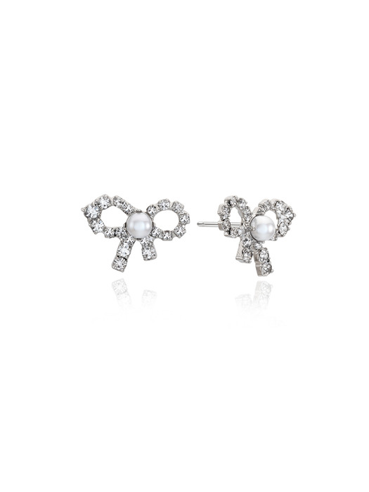 (X)[혜린PICK]Petit Twinkle Ribbon Pearl Earrings_VH249OEA007M