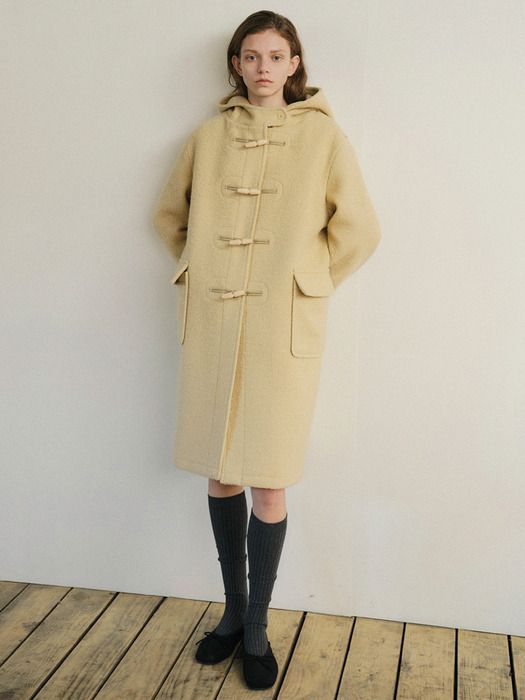 Angora Toi Hooded Duffle Coat (Butter)