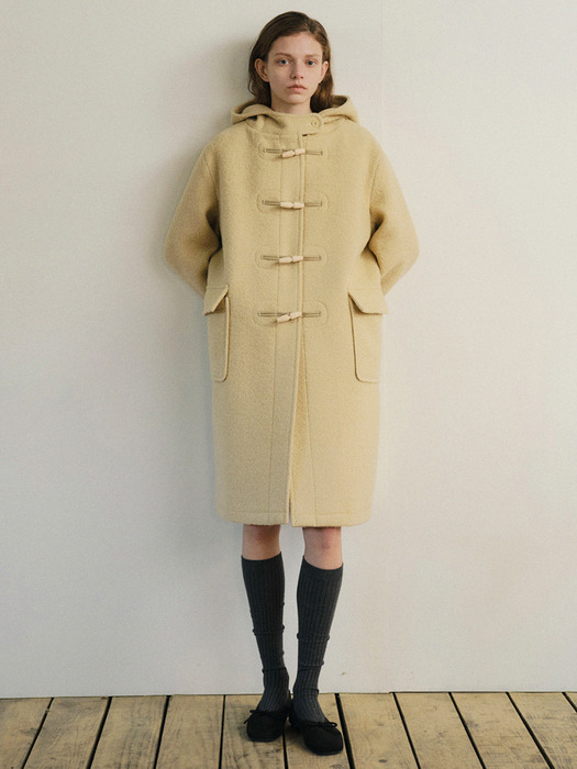 Angora Toi Hooded Duffle Coat (Butter)