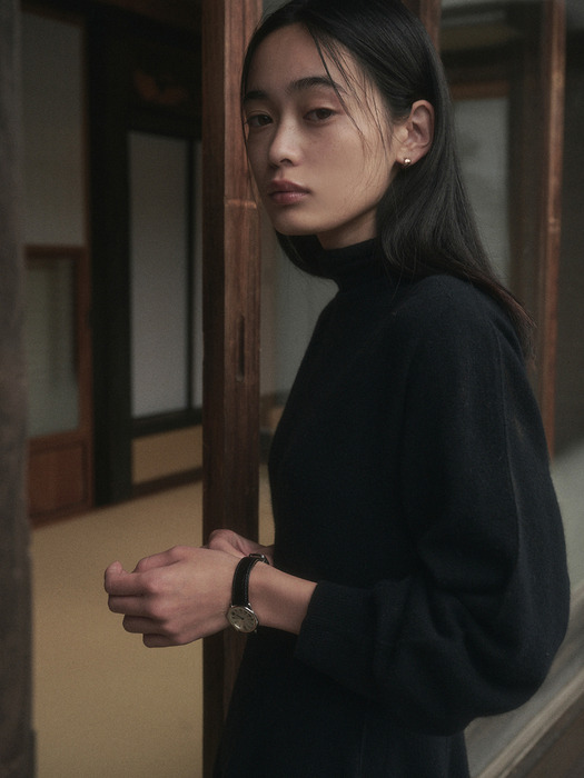 LINE WHOLEGARMENT KNIT DRESS_BLACK