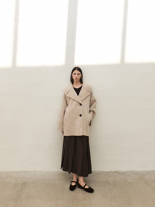 RTF CAMEL HAIR WIDE COLLAR HALF COAT [HAND MADE]_2COLORS