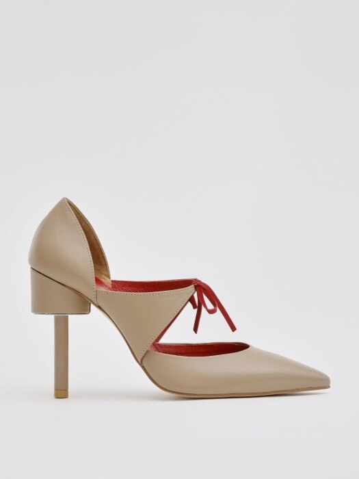 DALI 100 BOW TIE HEEL IN TAUPE LEATHER
