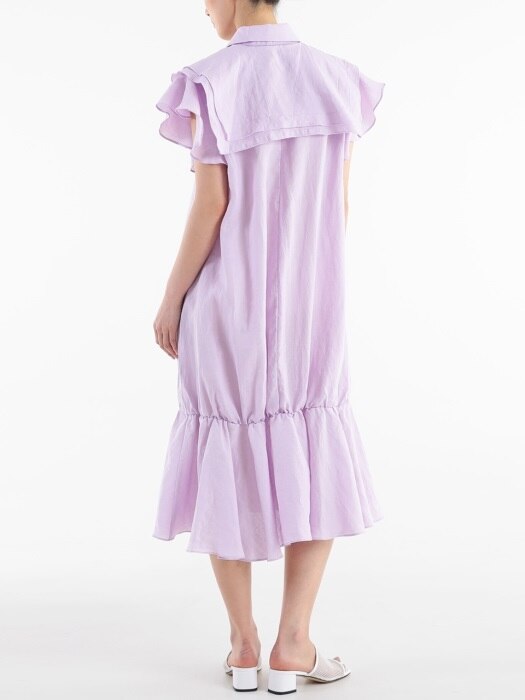 Shoulder Manteau Linen Ruffle Dress [manteau set]