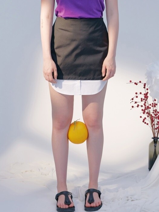 FAKE SHIRT SKIRT-BLACK