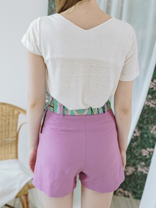 LINEN PLEATS SHORTS VIOLET