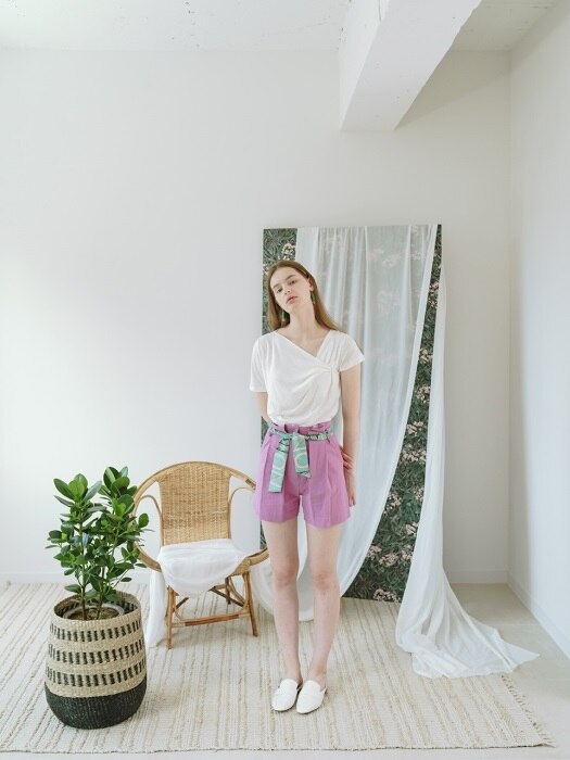 LINEN PLEATS SHORTS VIOLET