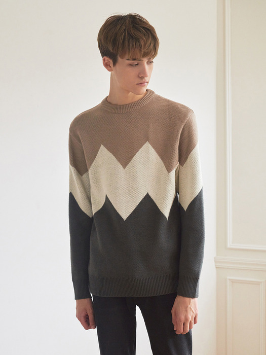 ALPS KNIT (BEIGE-GRAY)