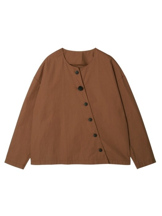 comos45 oblique line blouse (brown)