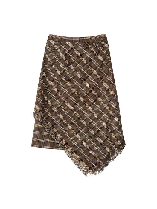BECKY FRINGE DOUBLE LAYER SKIRT apa270w(BROWN CHECK)