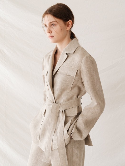 linen pocket jacket (beige)