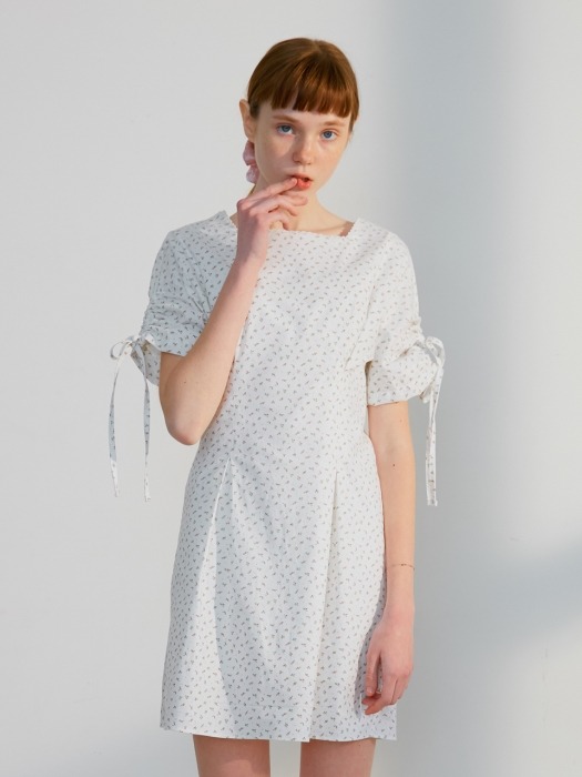 Shirring mini dress_white
