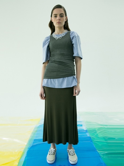 Giselle Jersey Long Skirt (Khaki)