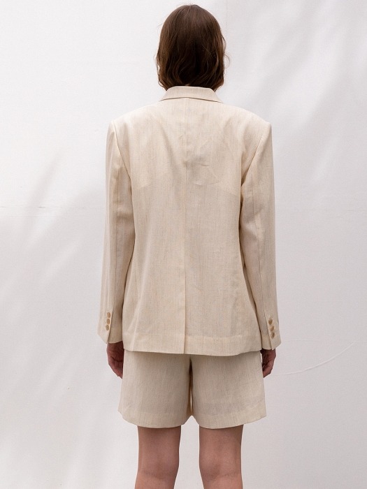 [ESSENTIAL]Premium Wool Linen Blazer Ivory