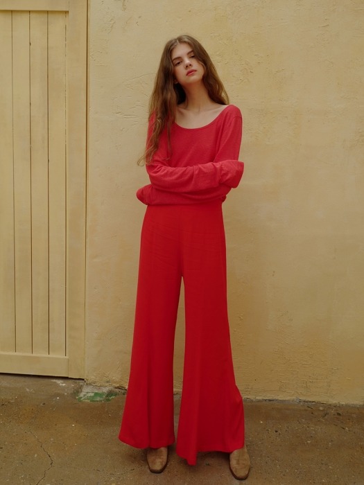 Flare pants_Crimson red