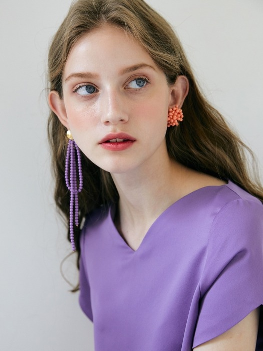 Unbalance Flower Earring _ Violet