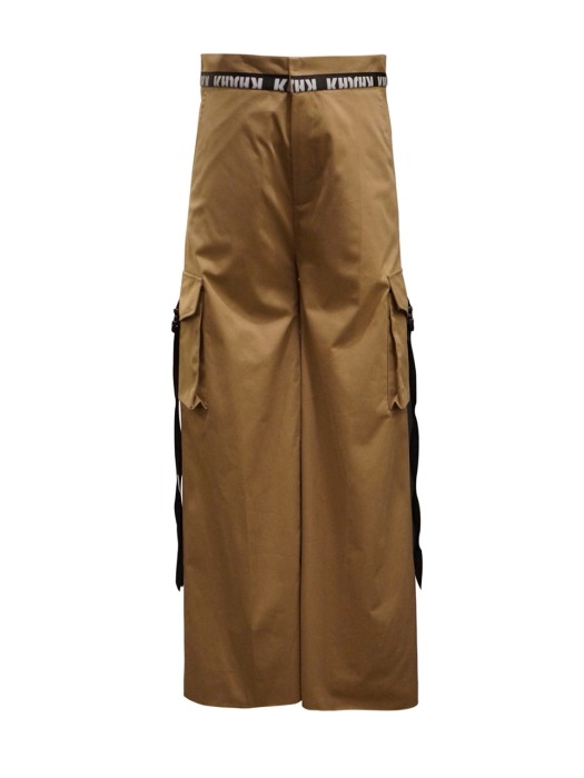 18 S/S KHJ TAPE BROWN WIDE PANTS