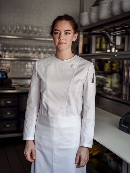 doep round neck stretch women chef coat #AJ1953