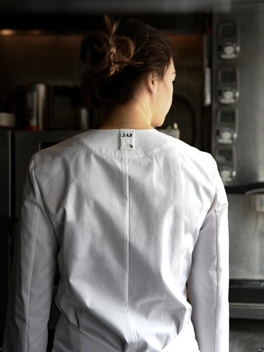 doep round neck stretch women chef coat #AJ1953