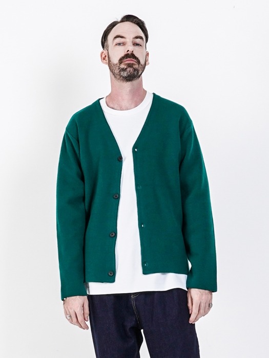 19FW OVERSIZED V NECK KNIT CARDIGAN GREEN