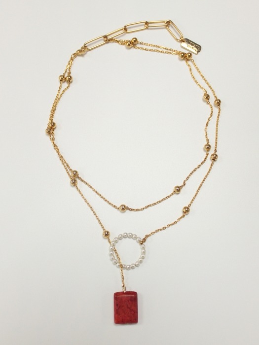 Cloud gem twoway necklace (Gold)