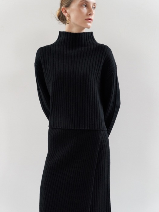 NTW CASHMERE RIBBED TURTLENECK KNIT 4COLOR