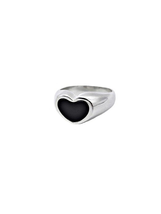 [Silver] Black Onyx Heart Ring