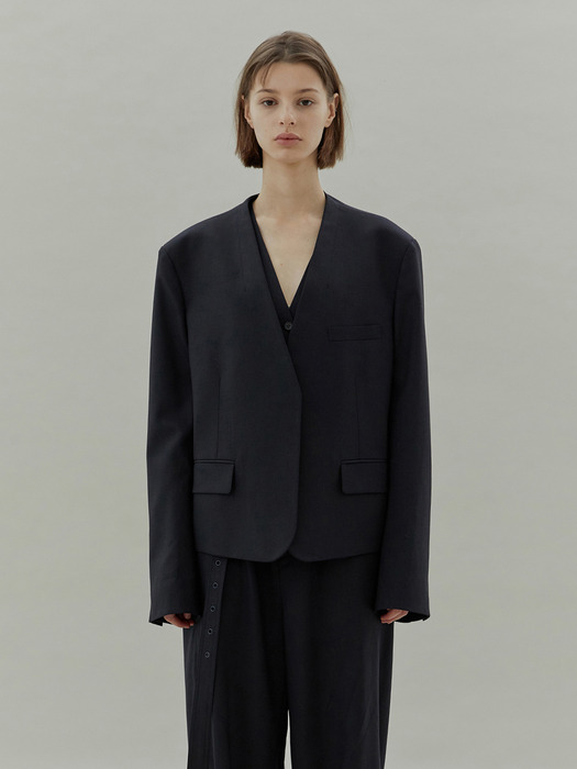 20SS 2 PIECE V-NECK JACKET - NAVY