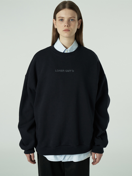 [L]Embroidey gmt logo sweatshirt-dark navy