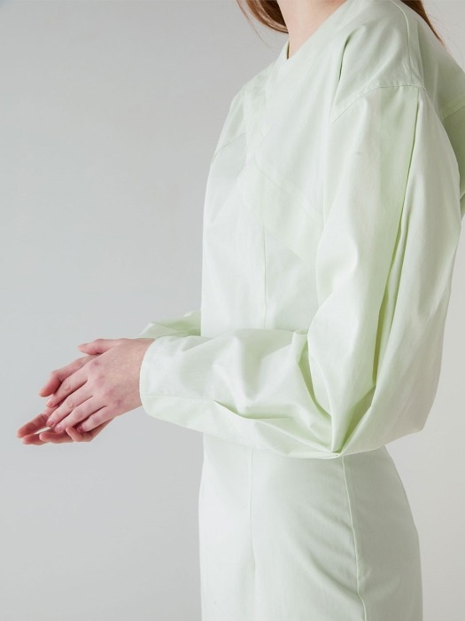 Pintuck sleeve dress_Olive mint