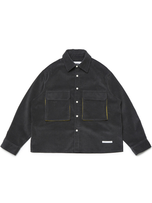 Layer Pocket 16s Corduroy Shirts-Jacket (charcoal)