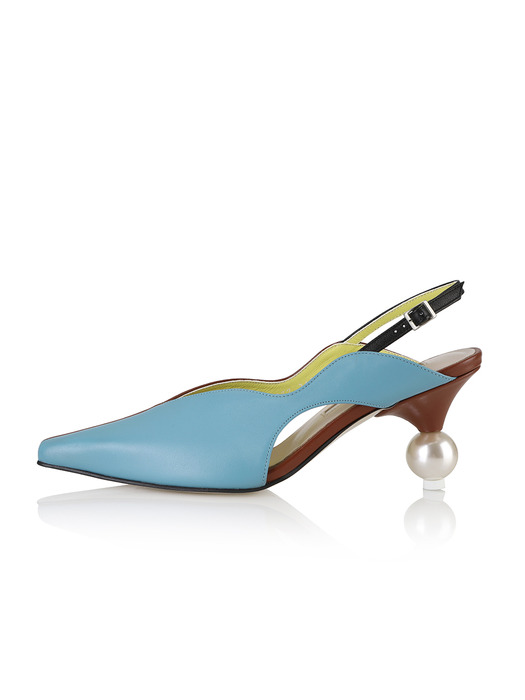 Doreen sling-backs / 19RS-S377 Aqua+Brick brown