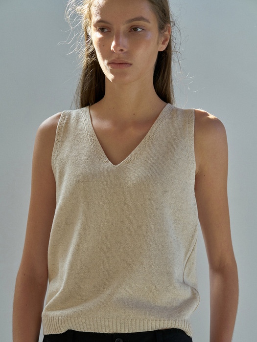 Paper sleeveless top (Oatmeal)