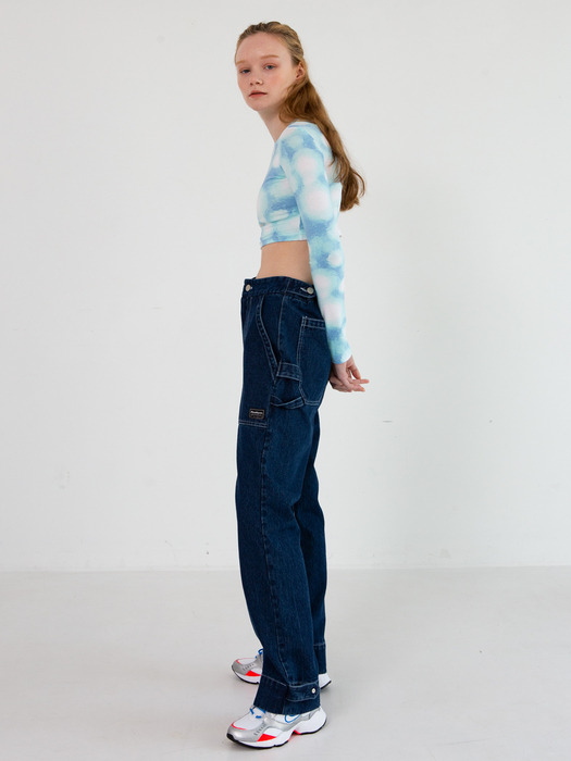 Waterdyed Crop T-shirt [Blue]