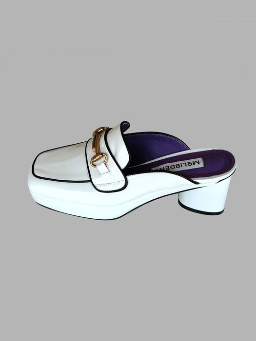 1m1s_ #4 platform loafer Mule _ White Glossy