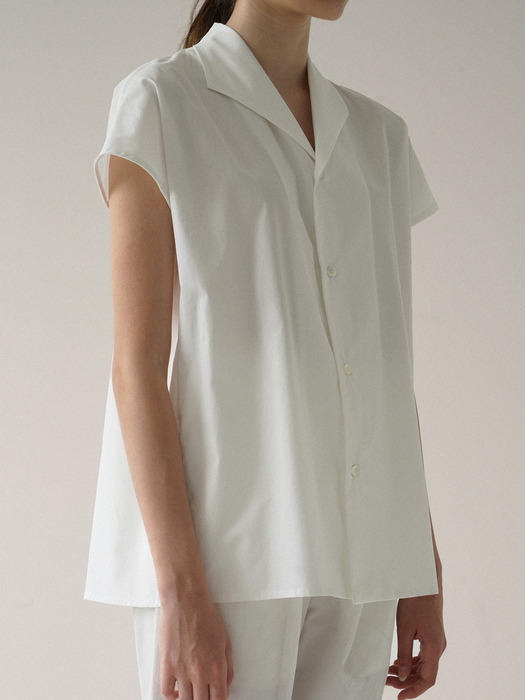 Shawl collar shirt (White)