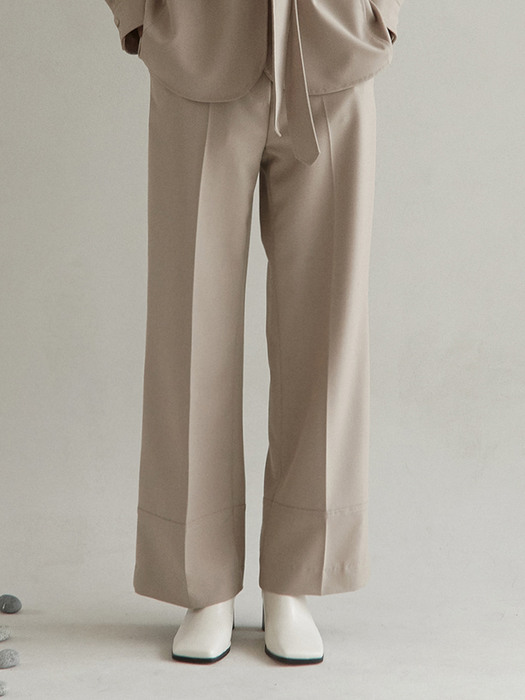 V. straight block pants (light brown)