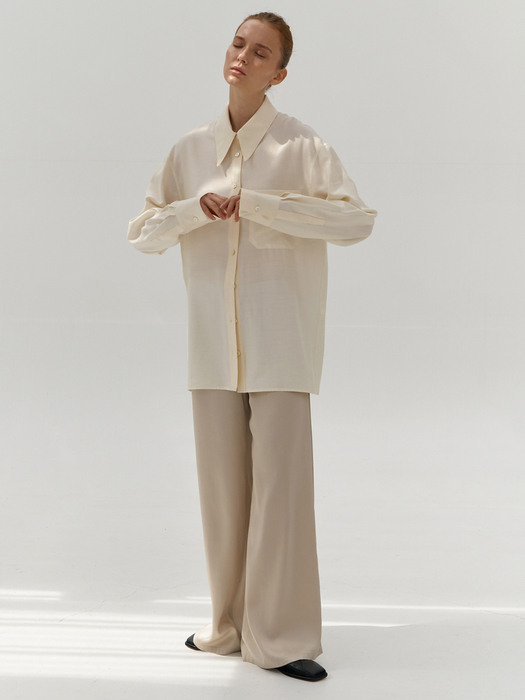 Satin Wide Pants [Ivory]