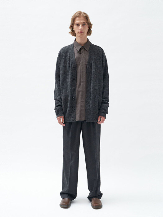 lambs wool hidden cardigan (melange charcoal)