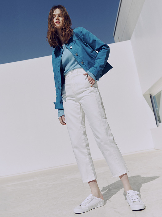 [FRONTROW x RePLAIN] Cotton Silk Ribbed Knit Top + High-rise Regular Jeans_White SET 
