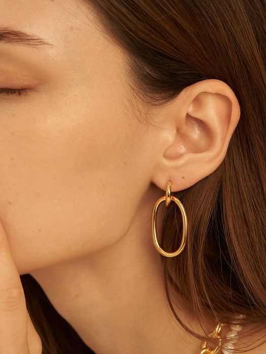 Two Ring a Drop Earring - gold