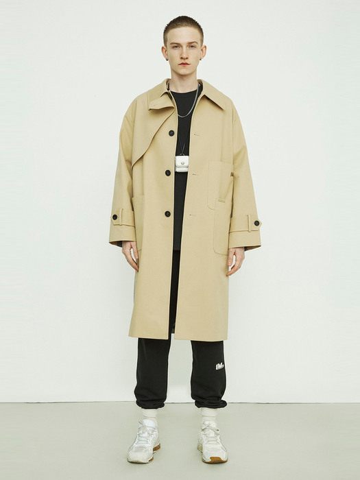 Oversized Check-mix Trench Coat_QUCAX21100BEX