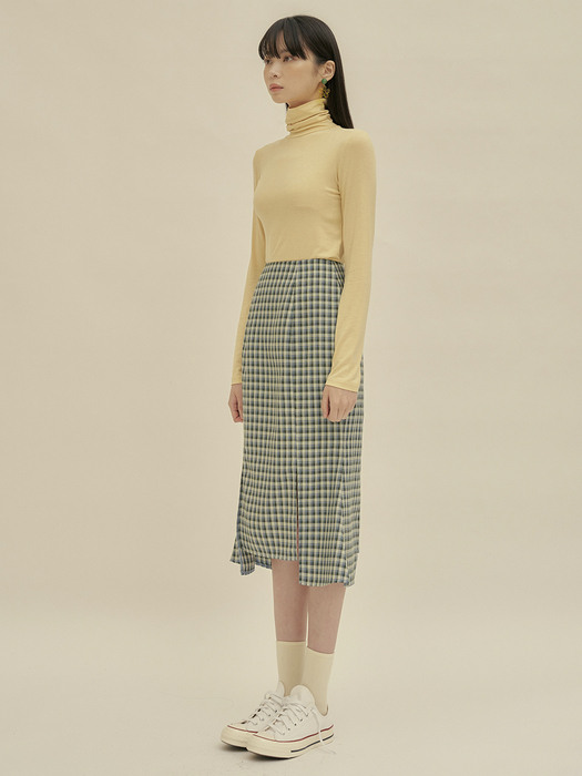 [단독][SET] FSTS BASIC POLA BUTTER YELLOW + FSTS MERMAID TARTAN CHECK SKIRT GREEN