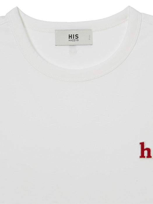 [HIS]화이트 h로고 솔리드 티셔츠 HZTS1B801WT