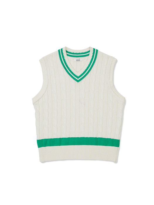 Cable Knit Vest Green