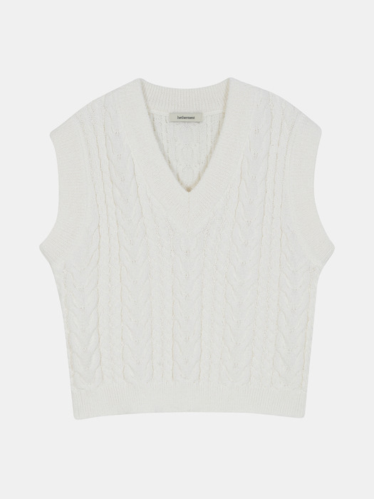 cable knit vest (white)