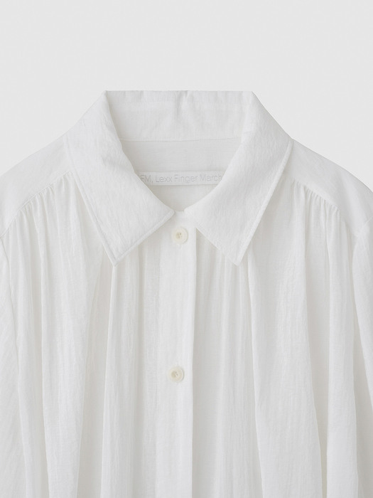 Ruched Shirts Dress / White