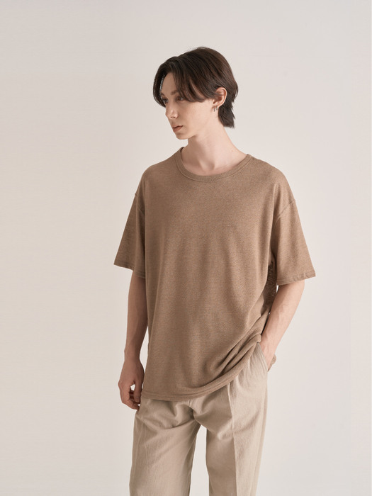 Linen Overfit T-Shirt (Kakhi-Beige)